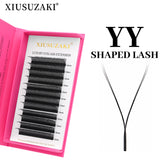 XIUSUZAKI YY Shape Hand Woven Premium Soft Light Natural Eyelashes Extension 2D Y Shape Lashes Black Brown Purple Blue Color YY Lashes